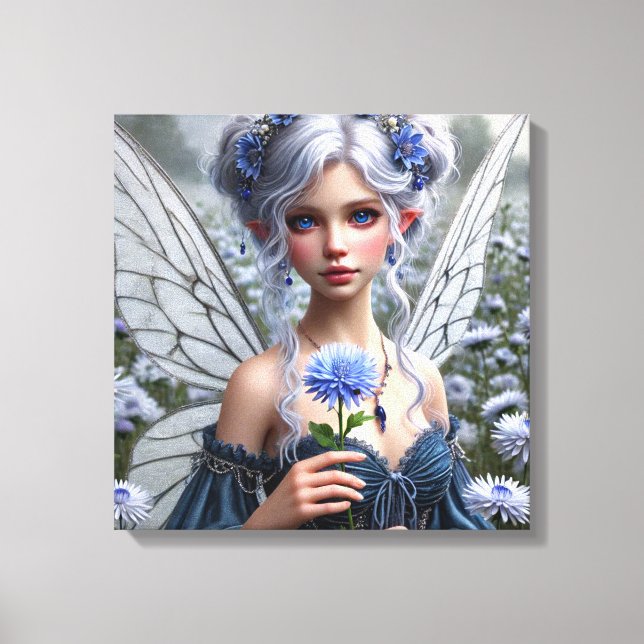 Beautiful September Fairy in Asters Canvas Print (Front)