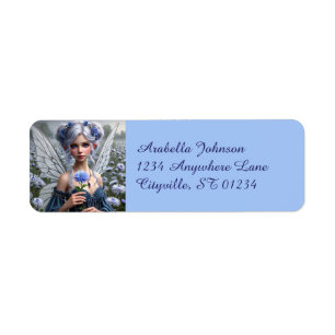 Beautiful September Fairy in Asters Label