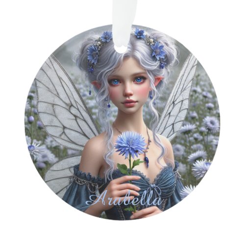 Beautiful September Fairy in Asters Ornament