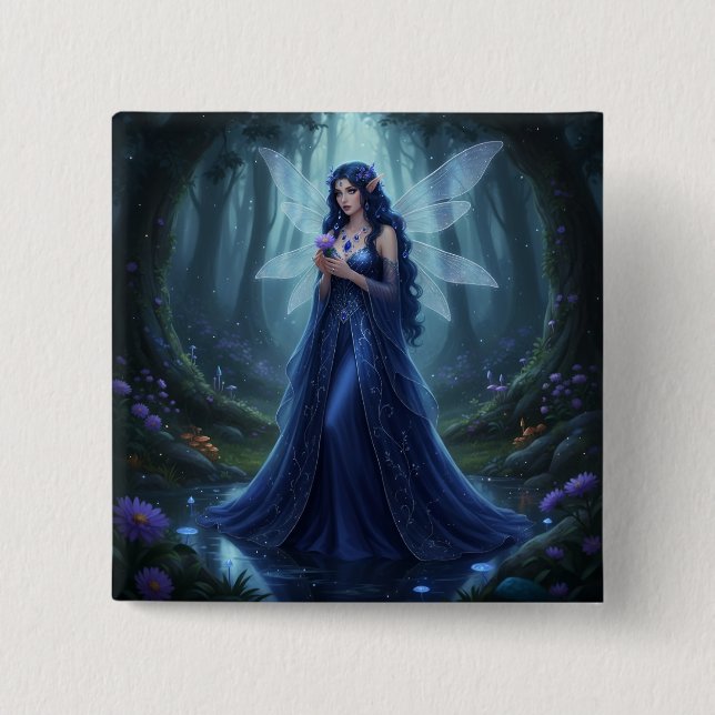 Beautiful September Sapphire Fairy Button (Front)