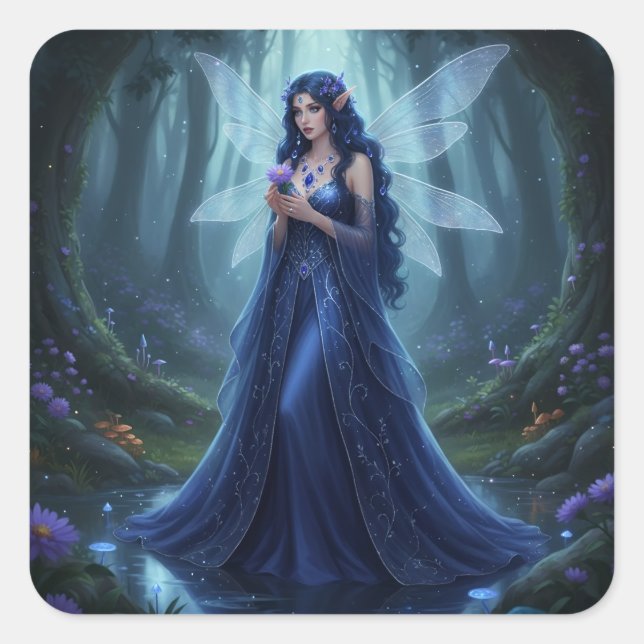 Beautiful September Sapphire Fairy Square Sticker (Front)