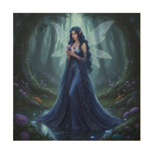 Beautiful September Sapphire Fairy Wood Wall Art