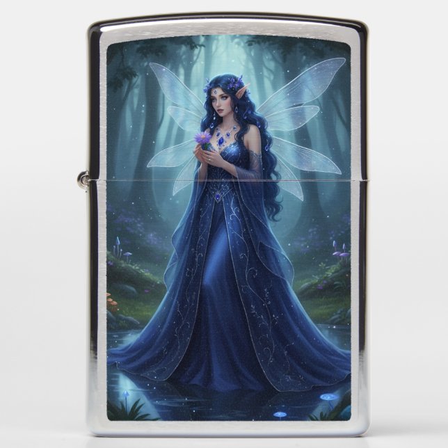 Beautiful September Sapphire Fairy Zippo Lighter (Front)