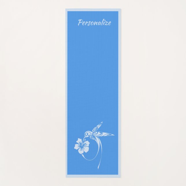 Beautiful Serene Hummingbird Blue Zen Yoga Namaste Yoga Mat (Front)