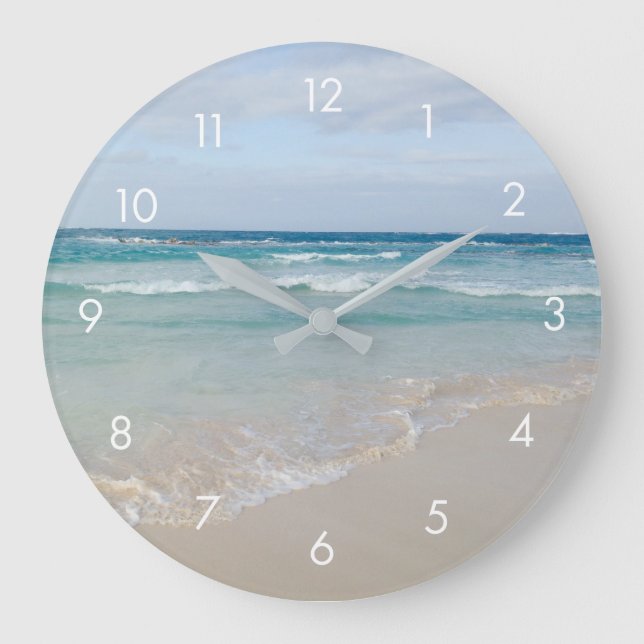 Beautiful Serene Tropical Beach and Ocean Clock (Front)