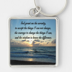 BEAUTIFUL SERENITY PRAYER OCEAN PHOTO KEYCHAIN