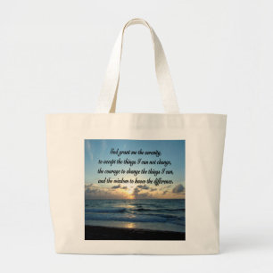 BEAUTIFUL SERENITY PRAYER OCEAN PHOTO LARGE TOTE BAG