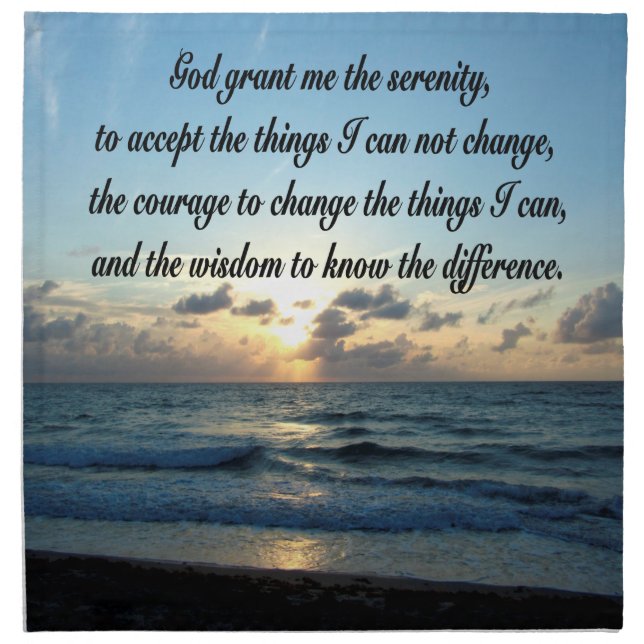 BEAUTIFUL SERENITY PRAYER OCEAN PHOTO NAPKIN (Front)