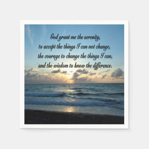BEAUTIFUL SERENITY PRAYER OCEAN PHOTO NAPKINS