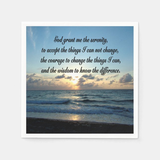 BEAUTIFUL SERENITY PRAYER OCEAN PHOTO NAPKINS (Front)
