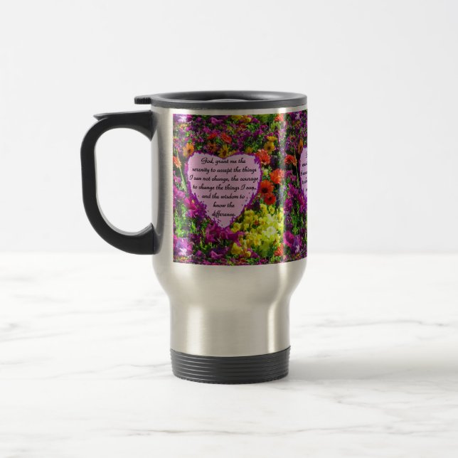 BEAUTIFUL SERENITY PRAYER PHOTO DESIGN TRAVEL MUG (Left)