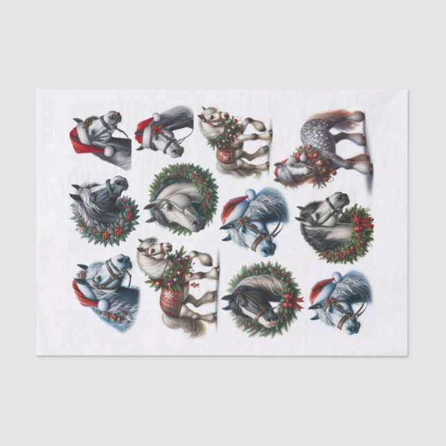 Beautiful Set of Christmas Horse Fussy Cuts Set 1 Tissue Paper (Front)