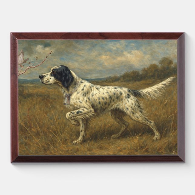 Beautiful Setter with Pheasants , Art Award Plaque (Horizontal)