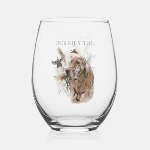 Beautiful Setter with Pheasants  Art Stemless Wine Glass