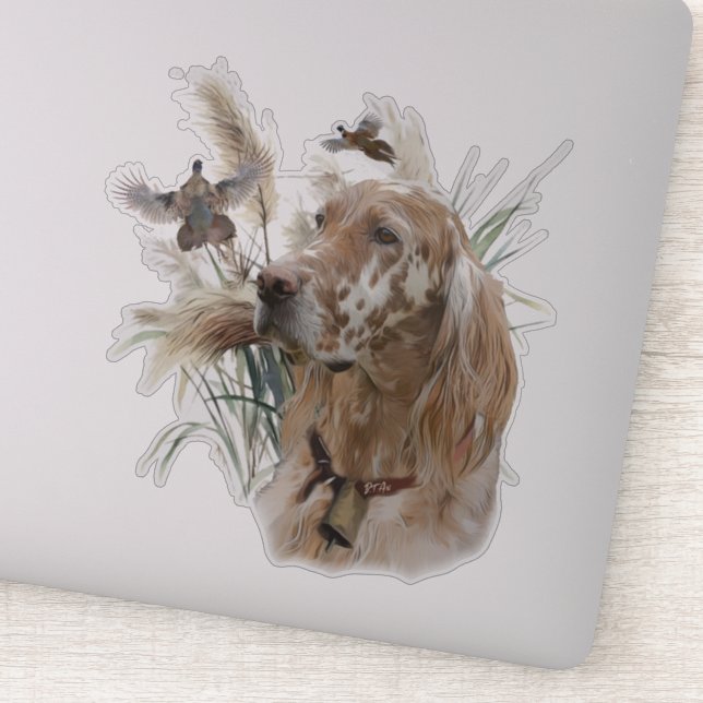 Beautiful Setter with Pheasants , Art Sticker (Detail)