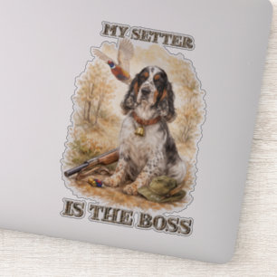 Beautiful Setter with Pheasants , Art Sticker