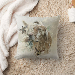 Beautiful Setter with Pheasants , Art Throw Pillow