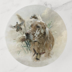 Beautiful Setter with Pheasants , Art Trinket Tray