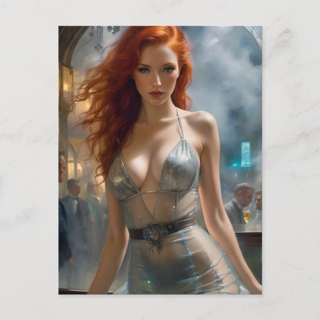 Beautiful Sexy Red Haired Woman Postcard (Front)