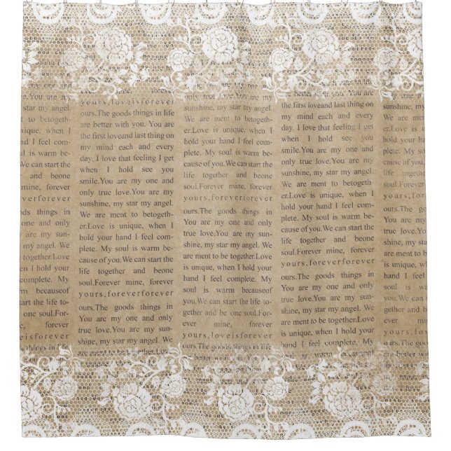 Beautiful Shabby Chic Country Shower Curtain (Front)
