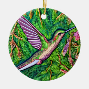 Beautiful Shabby Chic Little Hummingbird. Ceramic Ornament