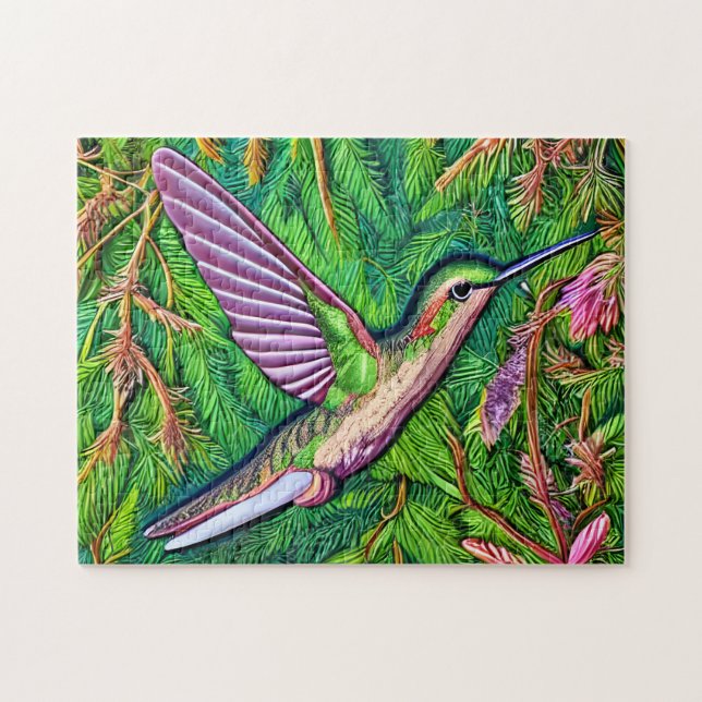 Beautiful Shabby Chic Little Hummingbird. Jigsaw Puzzle (Horizontal)