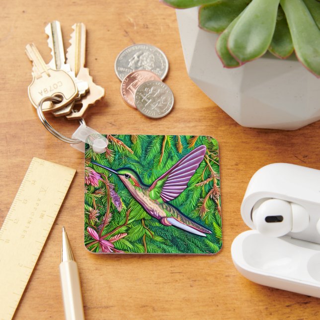Beautiful Shabby Chic Little Hummingbird. Keychain (Desk)