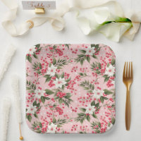 Beautiful Shabby Chic Pink Christmas Floral Berry