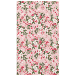 Beautiful Shabby Chic Pink Christmas Floral Berry Tablecloth