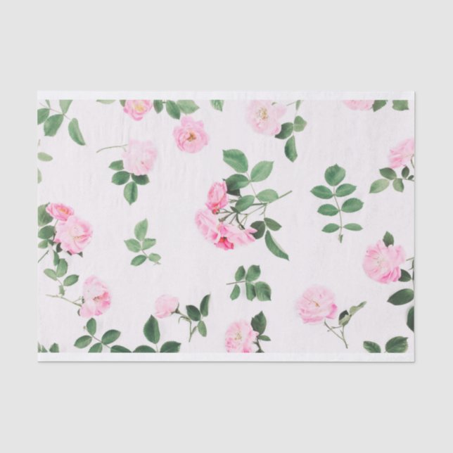 Beautiful Shabby Chic Pink Roses Tissue Paper (Front)