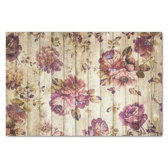Beautiful Shabby Chic Vintage Flowers On Barn Wood Tissue Paper ...