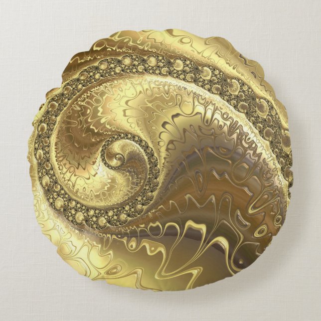 Beautiful shades of gold round pillow (Front)