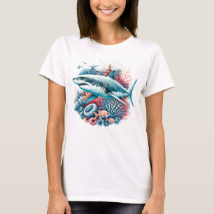 BEAUTIFUL SHARK IN OCEAN WITH FISH AND CORAL  T-Shirt