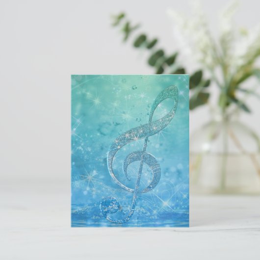 Beautiful shining effect blue treble clef (Standing Front)