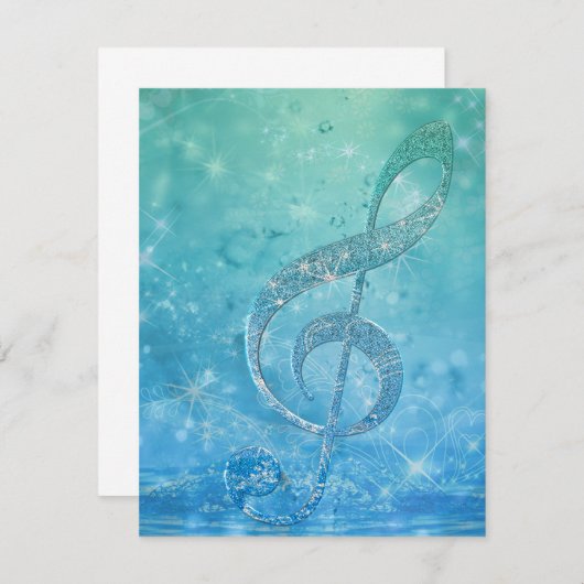 Beautiful shining effect blue treble clef (Front/Back)