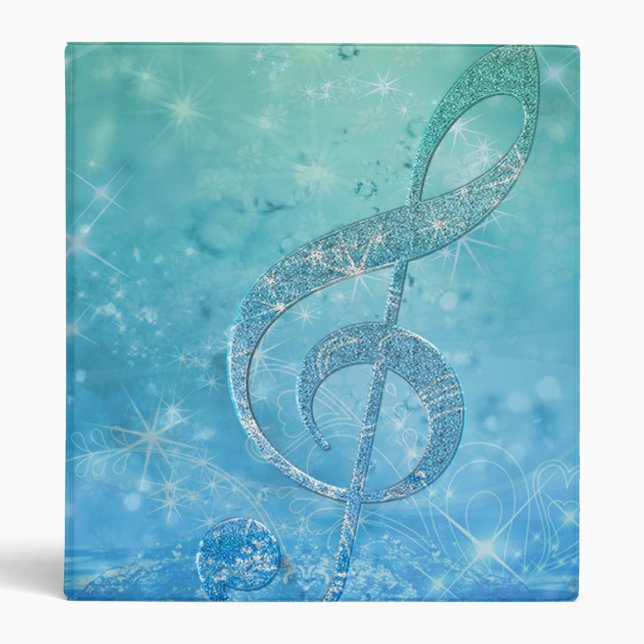 Beautiful shining effect blue treble clef binder (Front)
