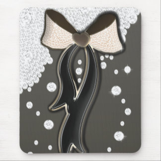 Beautiful shinning soft pink and chocolate bow mouse pad