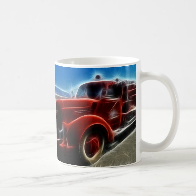 Beautiful Shiny Antique Red Fire Truck Art Coffee Mug (Right)