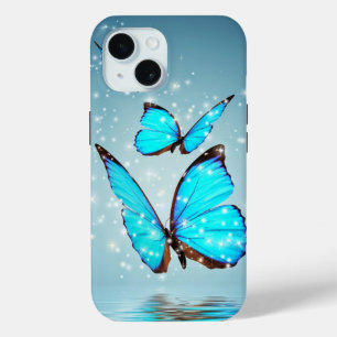 beautiful shiny blue butterfly iPhone 15 case