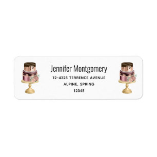 Beautiful Shiny Glam Party Cake Address Label