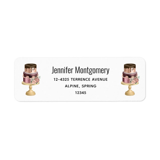 Beautiful Shiny Glam Party Cake Address Label (Front)
