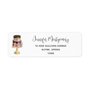 Beautiful Shiny Glam Party Cake Address Label