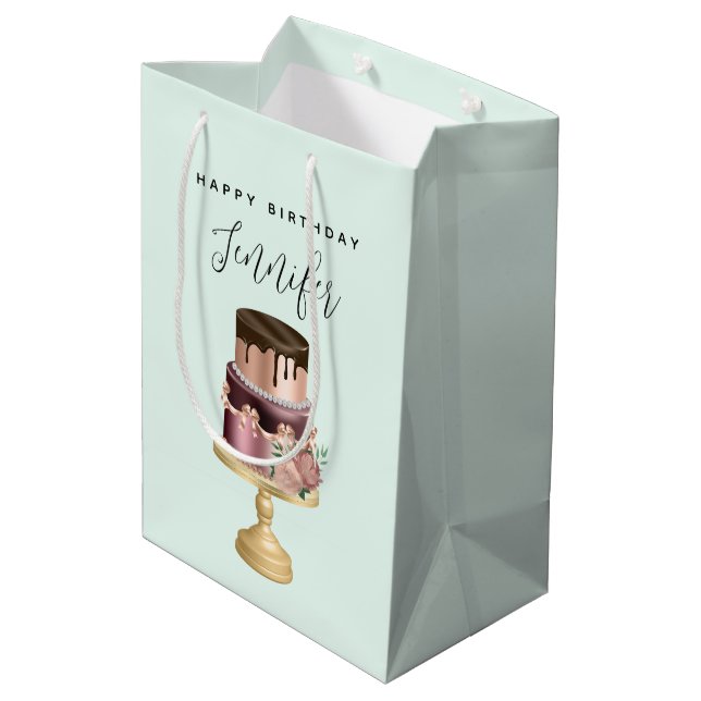 Beautiful Shiny Glam Party Cake Birthday Medium Gift Bag (Back Angled)