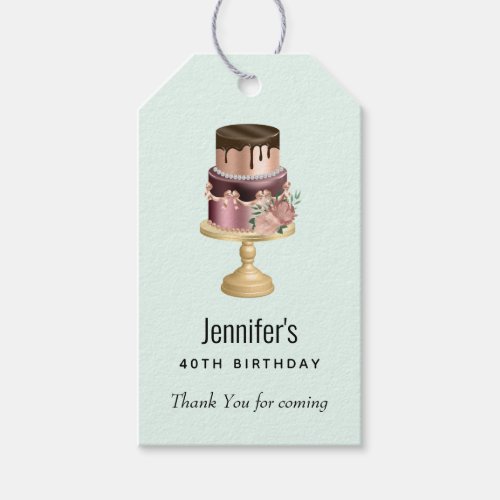 Beautiful Shiny Glam Party Cake Birthday Thank You Gift Tags