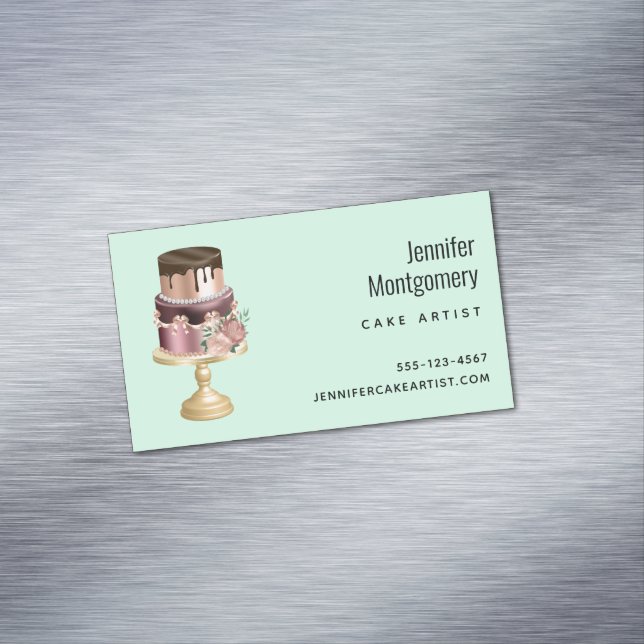 Beautiful Shiny Glam Party Cake Business Card Magnet (In Situ)
