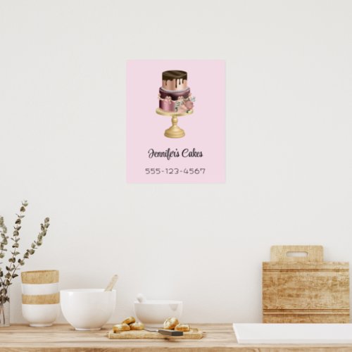 Beautiful Shiny Glam Party Cake Business Poster