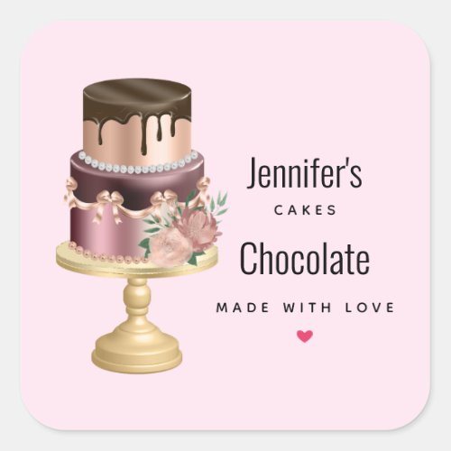 Beautiful Shiny Glam Party Cake Business Square Sticker