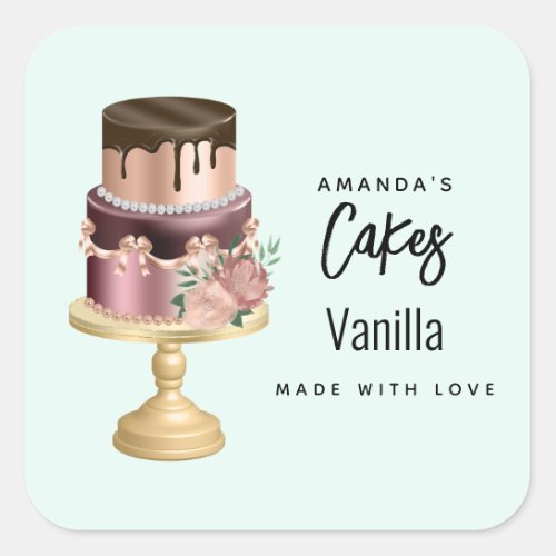 Beautiful Shiny Glam Party Cake Business Square Sticker
