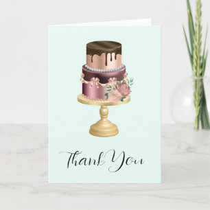 Beautiful Shiny Glam Party Cake Letterpress Thank You Card