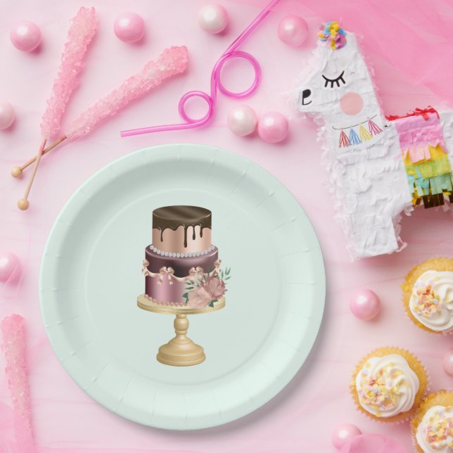 Beautiful Shiny Glam Party Cake Paper Plates (Party)